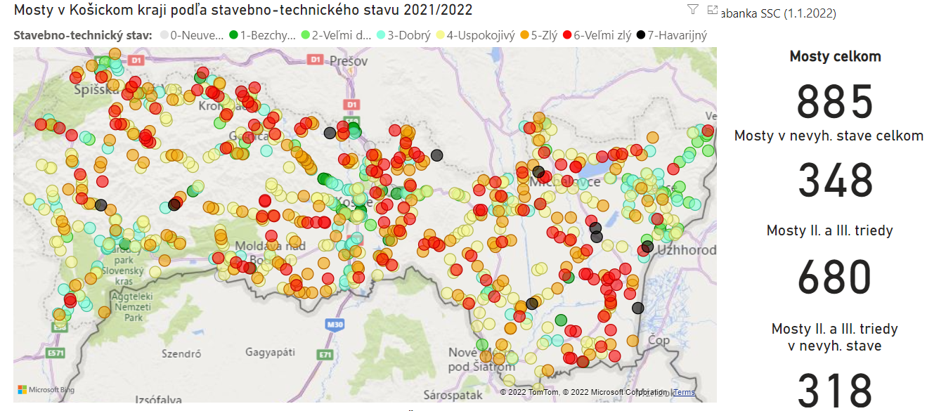 Prehľad kvality mostov v Košickom kraji