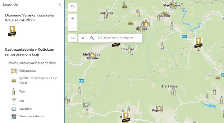 Gastronómia Košického kraja na mape