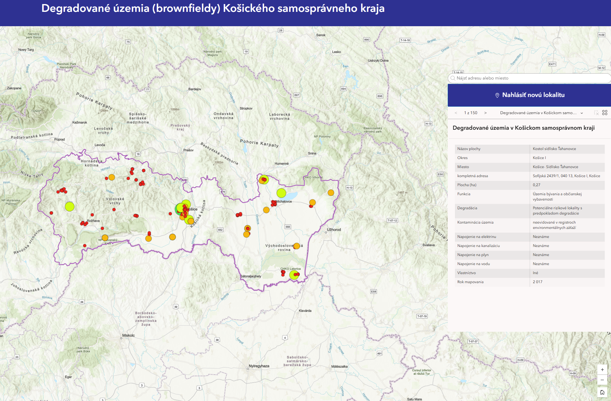 Degradované územia KSK v interaktívnej mape